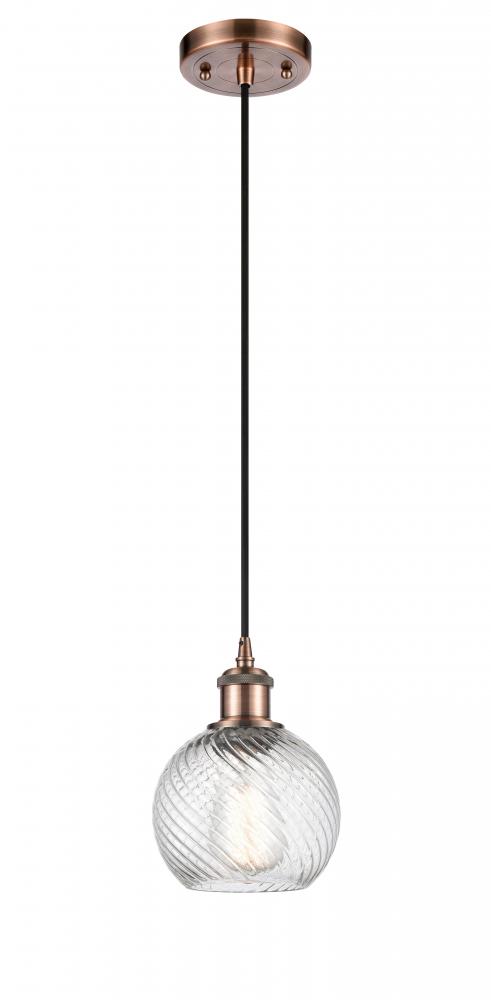 Small Twisted Swirl 1 Light Mini Pendant part of the Ballston Collection