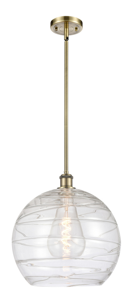 Athens Deco Swirl - 1 Light - 14 inch - Antique Brass - Stem hung - Mini Pendant
