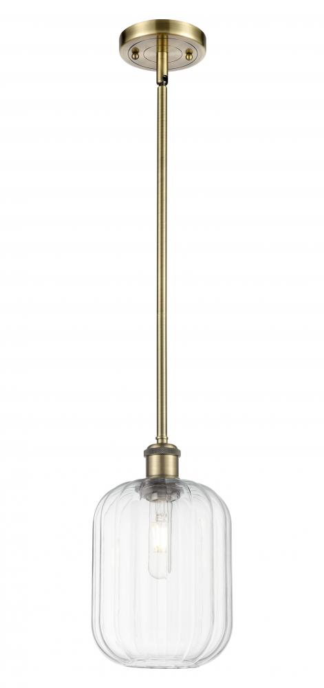 Preston Cylinder - 1 Light - 7 inch - Antique Brass - Stem hung - Mini Pendant