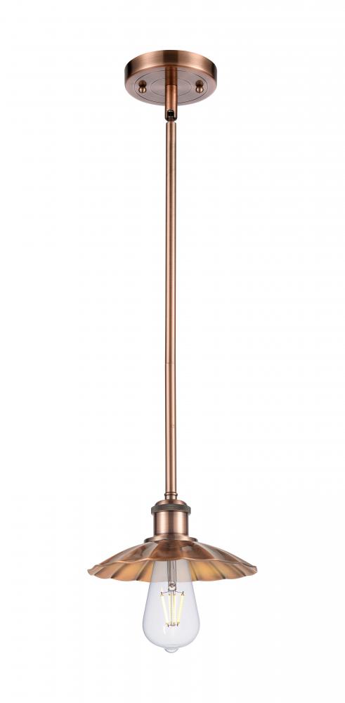 Scallop - 1 Light - 8 inch - Antique Copper - Mini Pendant