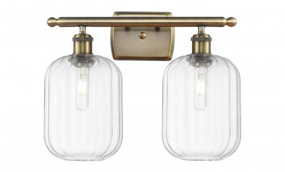 Preston Cylinder - 2 Light - 17 inch - Antique Brass - Bath Vanity Light