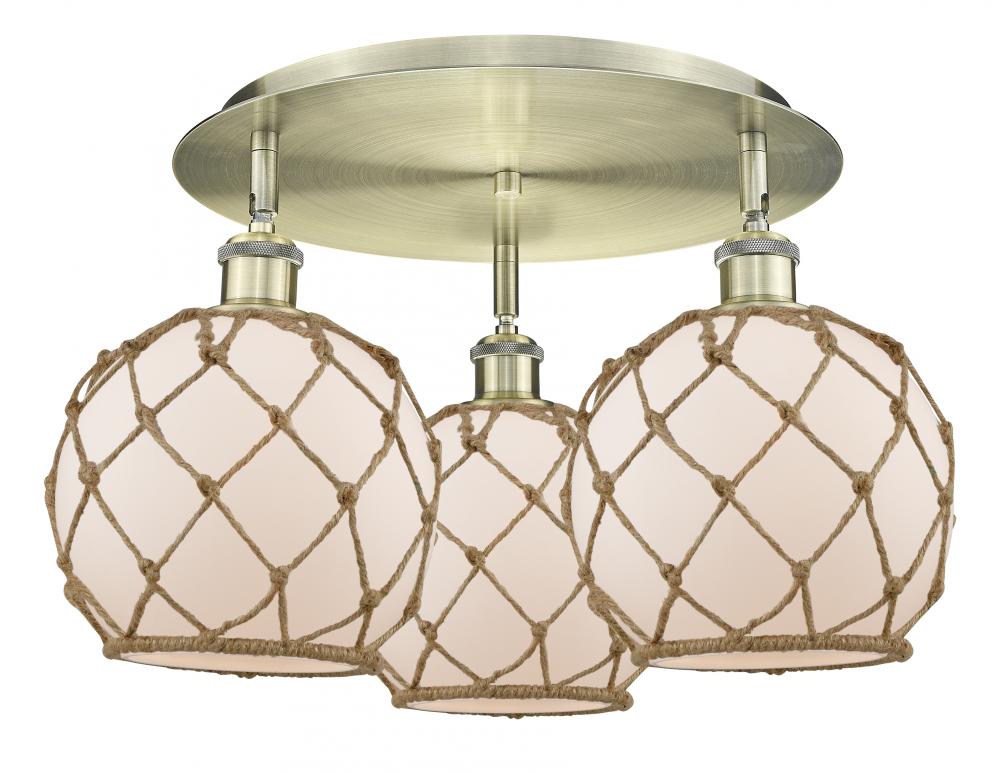Farmhouse Rope - 3 Light - 20 inch - Antique Brass - Semi-Flush Mount