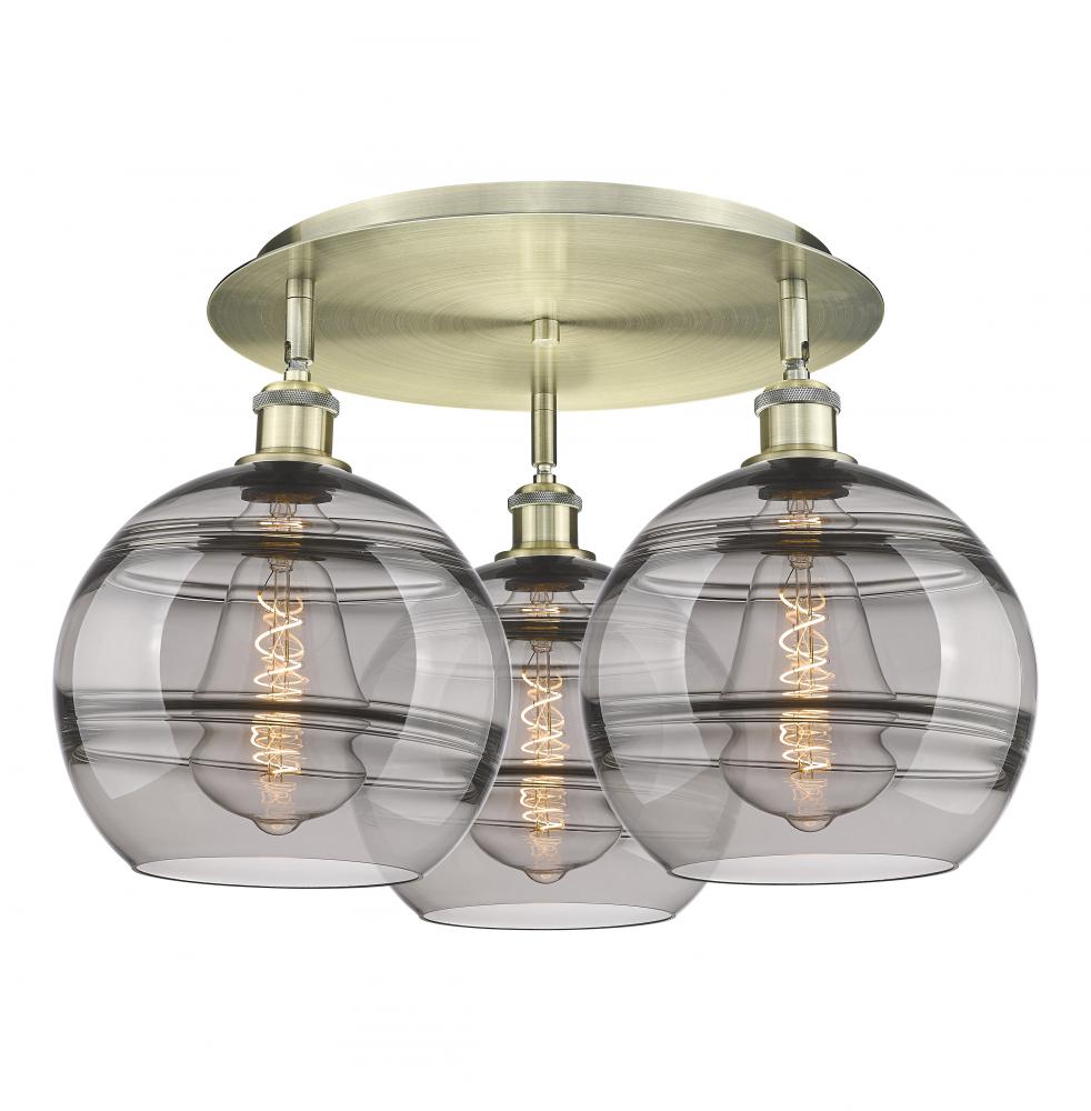 Rochester - 3 Light - 22 inch - Antique Brass - Semi-Flush Mount