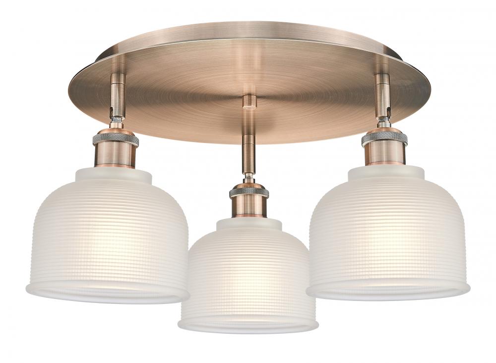 Dayton - 3 Light - 17 inch - Antique Copper - Semi-Flush Mount