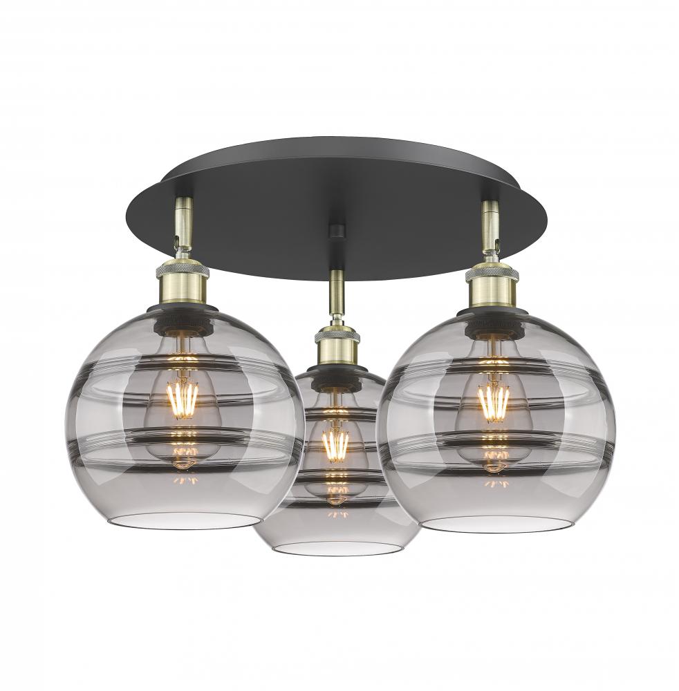 Rochester - 3 Light - 20 inch - Black Antique Brass - Semi-Flush Mount