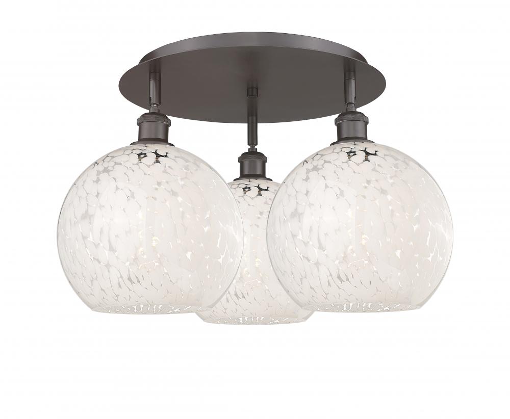 White Mouchette - 3 Light - 22 inch - Oil Rubbed Bronze - Semi-Flush Mount