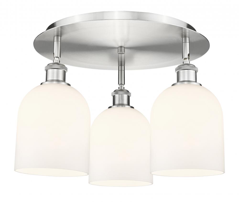 Bella - 3 Light - 17 inch - Satin Nickel - Semi-Flush Mount