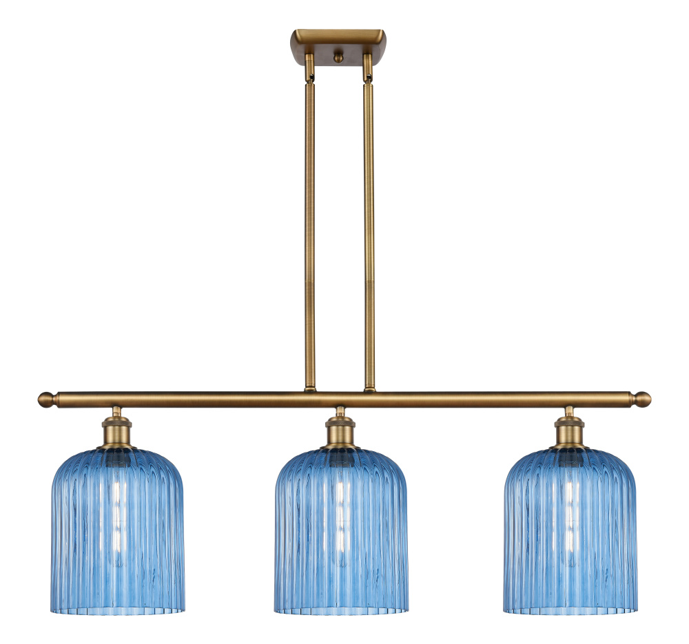 Bridal Veil - 3 Light - 36 inch - Brushed Brass - Stem hung - Island Light