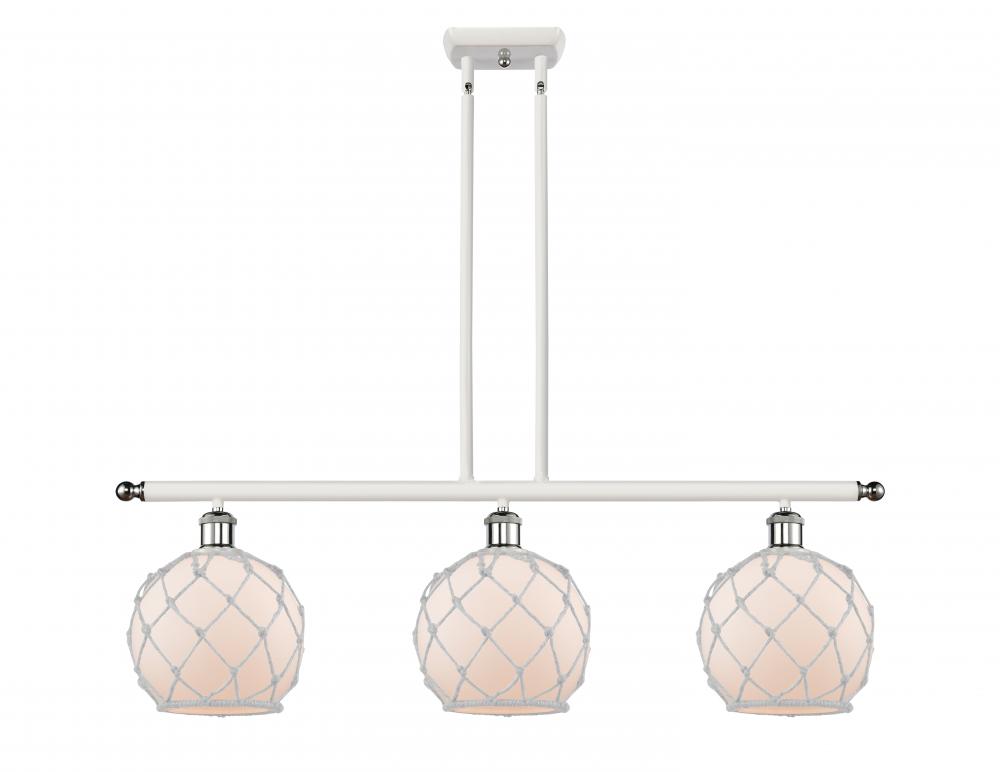 Farmhouse Rope - 3 Light - 36 inch - White Polished Chrome - Stem hung - Island Light