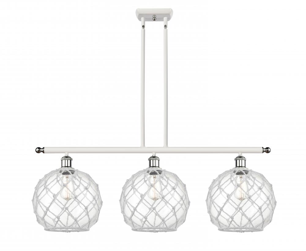 Farmhouse Rope - 3 Light - 37 inch - White Polished Chrome - Stem hung - Island Light