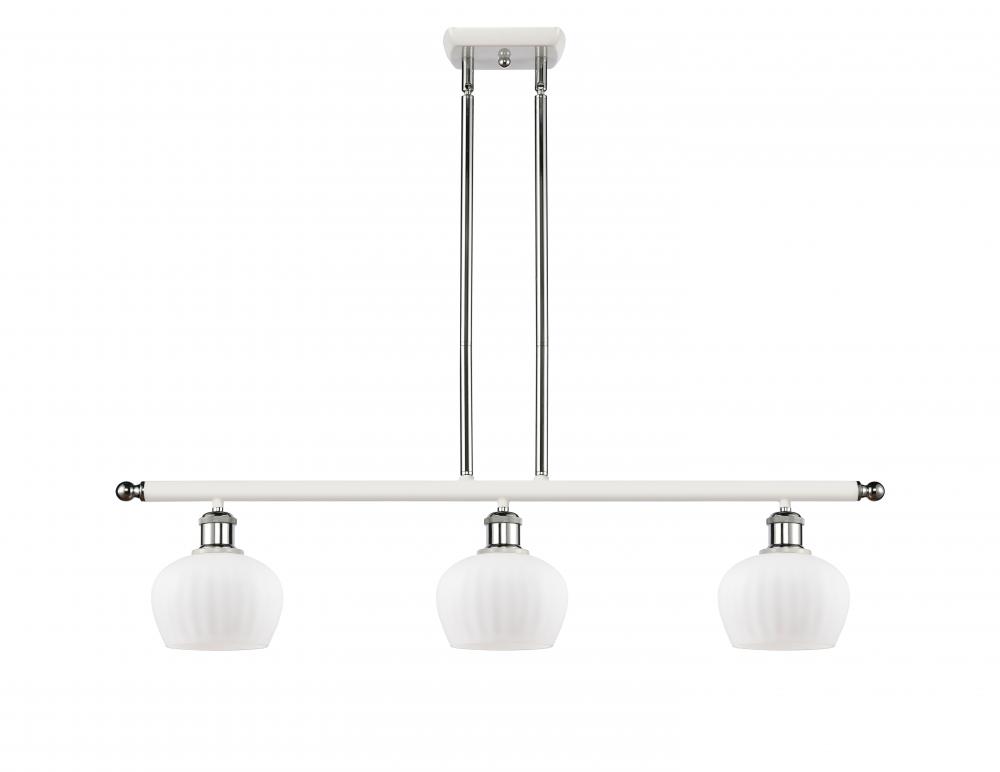 Fenton - 3 Light - 36 inch - White Polished Chrome - Stem hung - Island Light