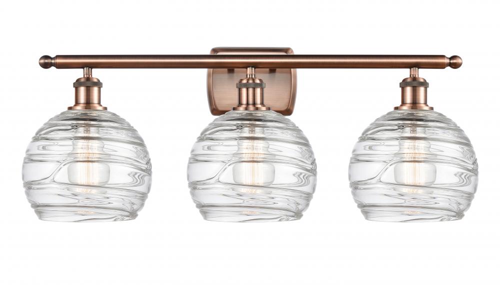 Athens Deco Swirl - 3 Light - 28 inch - Antique Copper - Bath Vanity Light