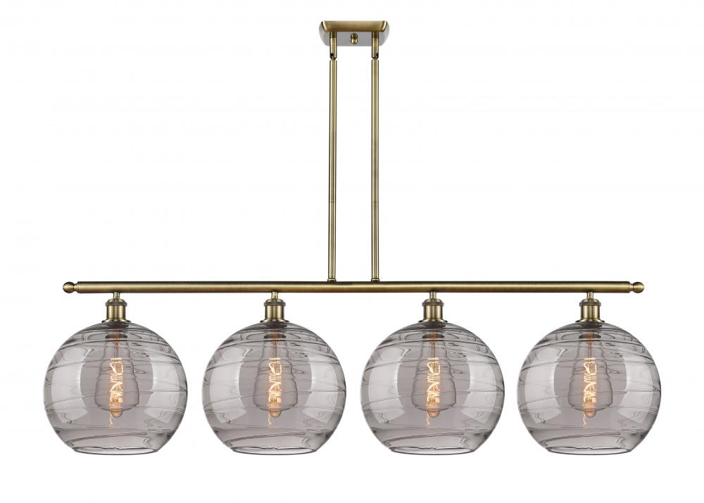 Athens Deco Swirl - 4 Light - 50 inch - Antique Brass - Stem hung - Island Light