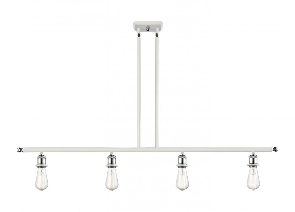 Bare Bulb - 4 Light - 48 inch - White Polished Chrome - Stem hung - Island Light
