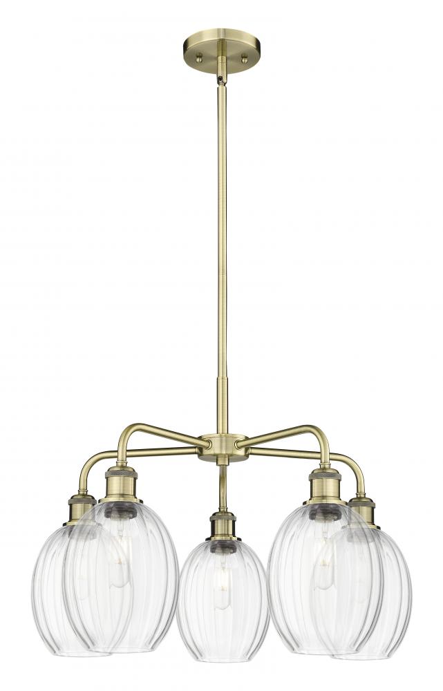 Preston Bulb - 5 Light - 25 inch - Antique Brass - Stem hung - Chandelier