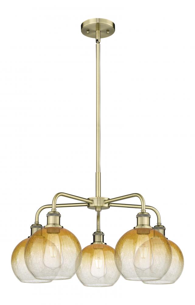 Brookhaven Globe - 5 Light - 26 inch - Antique Brass - Stem hung - Chandelier
