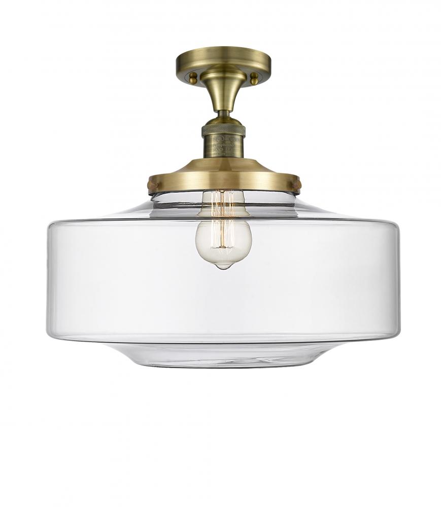 Bridgeton - 1 Light - 16 inch - Antique Brass - Semi-Flush Mount