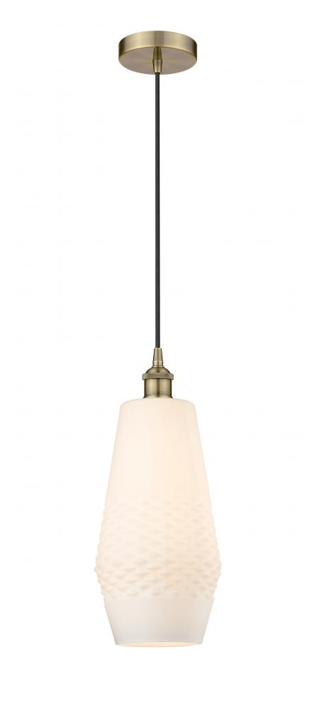 Windham - 1 Light - 7 inch - Antique Brass - Cord hung - Mini Pendant