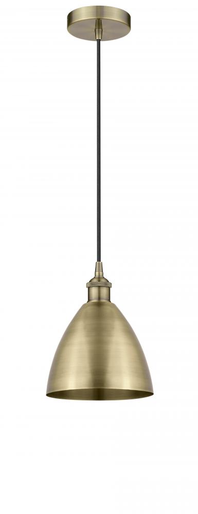 Bristol - 1 Light - 8 inch - Antique Brass - Cord hung - Mini Pendant