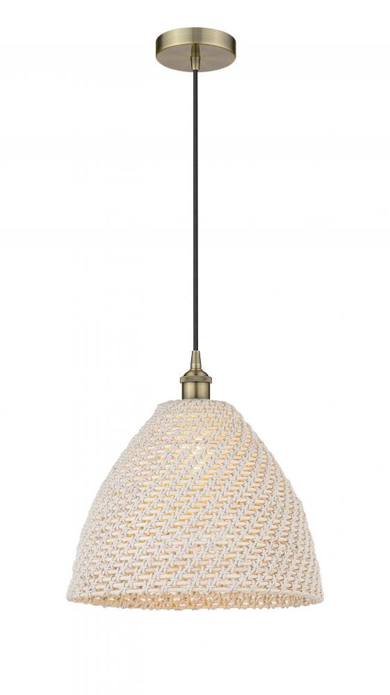 Bristol Natural - 1 Light - 6 inch - Antique Brass - Cord hung - Mini Pendant