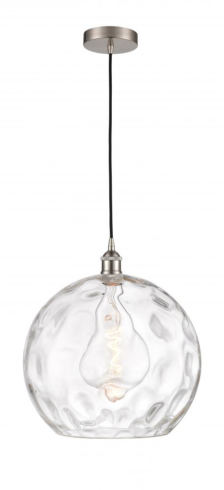 Athens Water Glass - 1 Light - 13 inch - Brushed Satin Nickel - Cord hung - Pendant