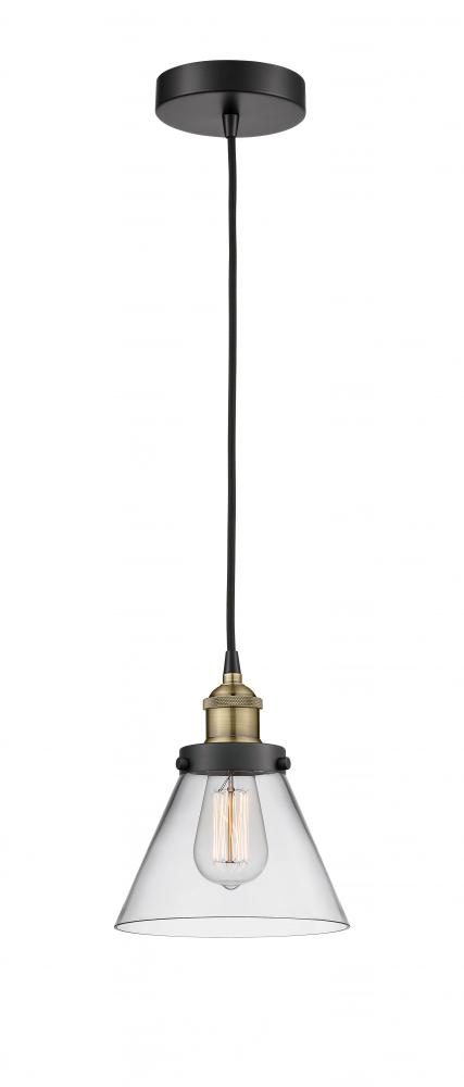 Cone - 1 Light - 8 inch - Black Antique Brass - Cord hung - Mini Pendant