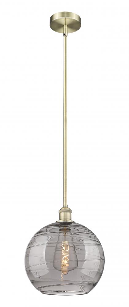 Athens Deco Swirl - 1 Light - 12 inch - Antique Brass - Stem hung - Mini Pendant