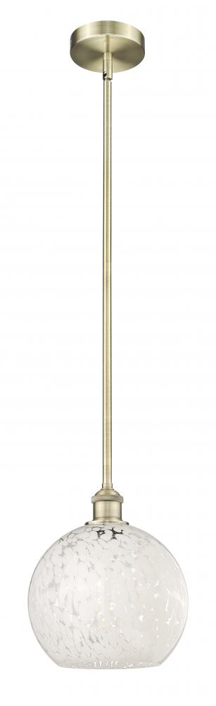 White Mouchette - 1 Light - 10 inch - Antique Brass - Stem Hung - Mini Pendant