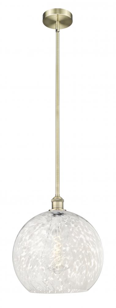 White Mouchette - 1 Light - 14 inch - Antique Brass - Stem Hung - Pendant