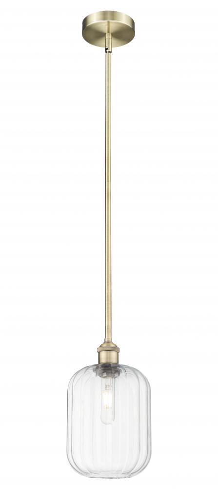 Preston Cylinder - 1 Light - 7 inch - Antique Brass - Stem hung - Mini Pendant