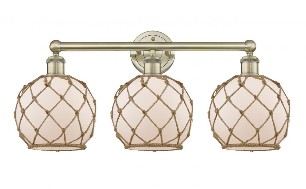 Farmhouse Rope - 3 Light - 26 inch - Antique Brass - Bath Vanity Light