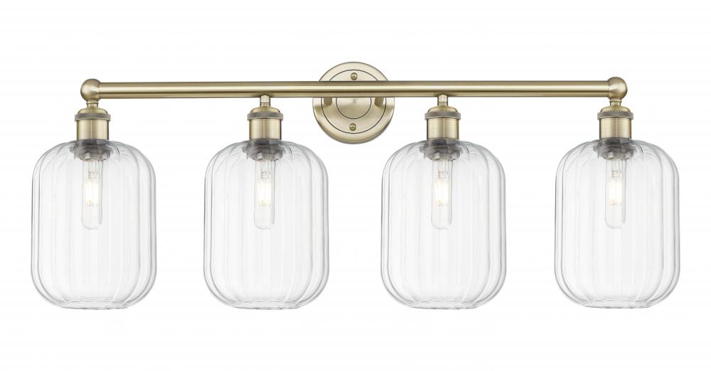 Preston Cylinder - 4 Light - 34 inch - Antique Brass - Bath Vanity Light