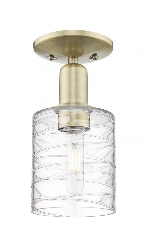 Cobbleskill - 1 Light - 5 inch - Antique Brass - Semi-Flush Mount