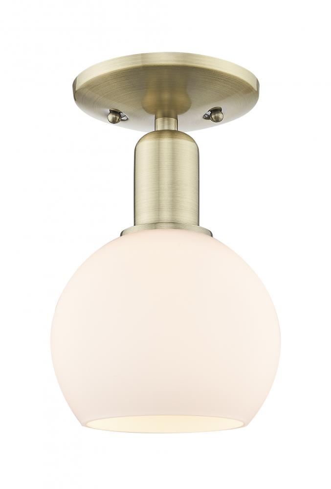 Athens - 1 Light - 6 inch - Antique Brass - Semi-Flush Mount