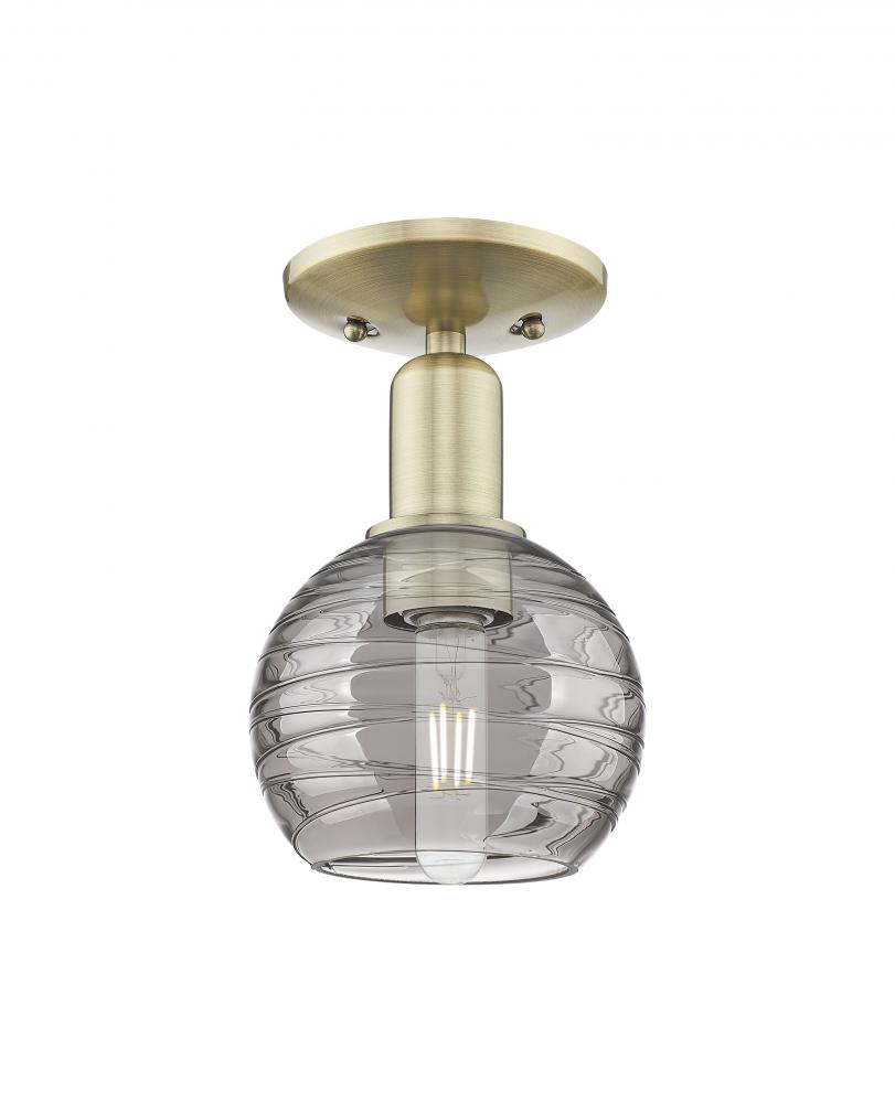 Athens Deco Swirl - 1 Light - 6 inch - Antique Brass - Semi-Flush Mount