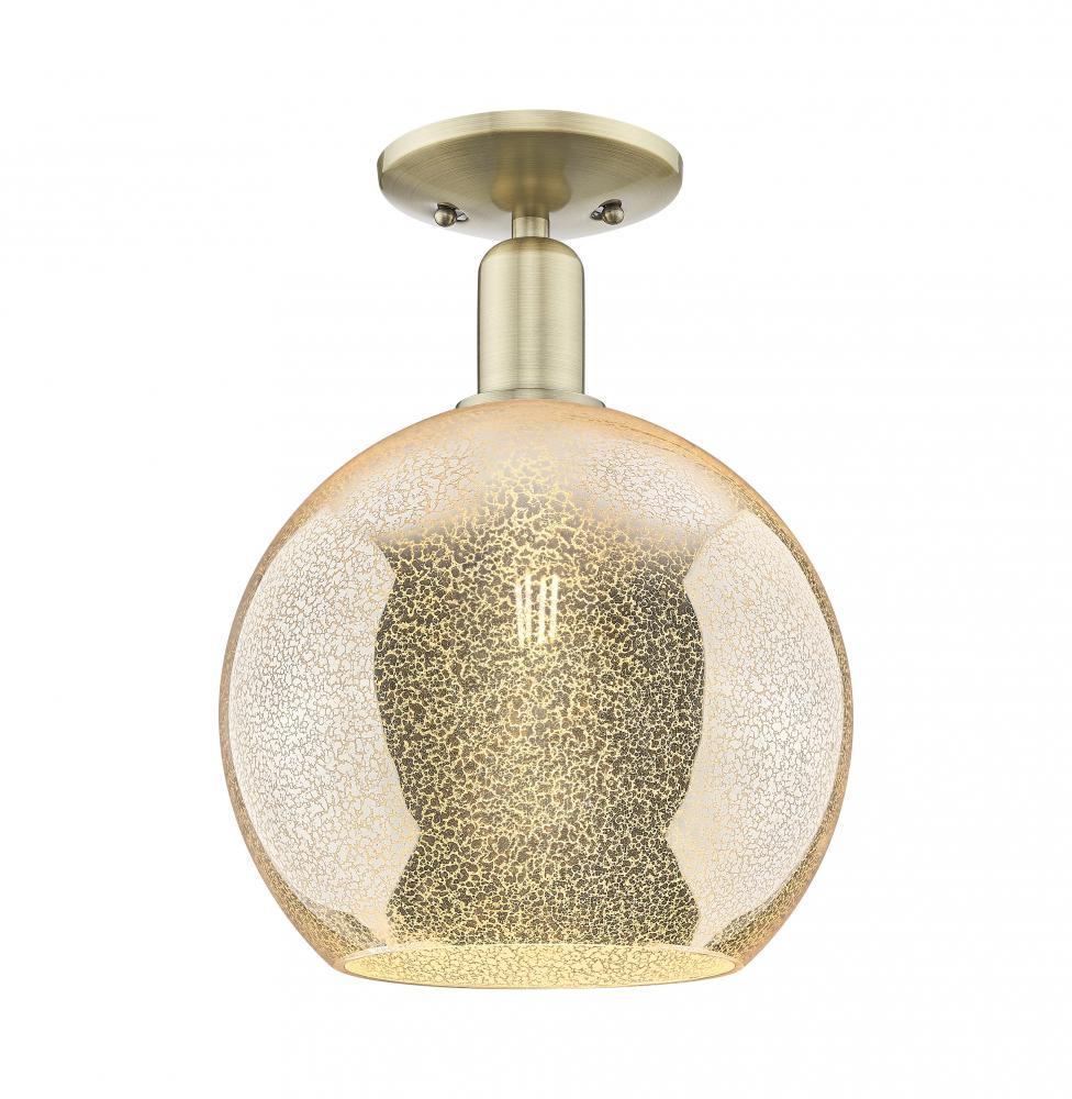 Athens - 1 Light - 10 inch - Antique Brass - Semi-Flush Mount