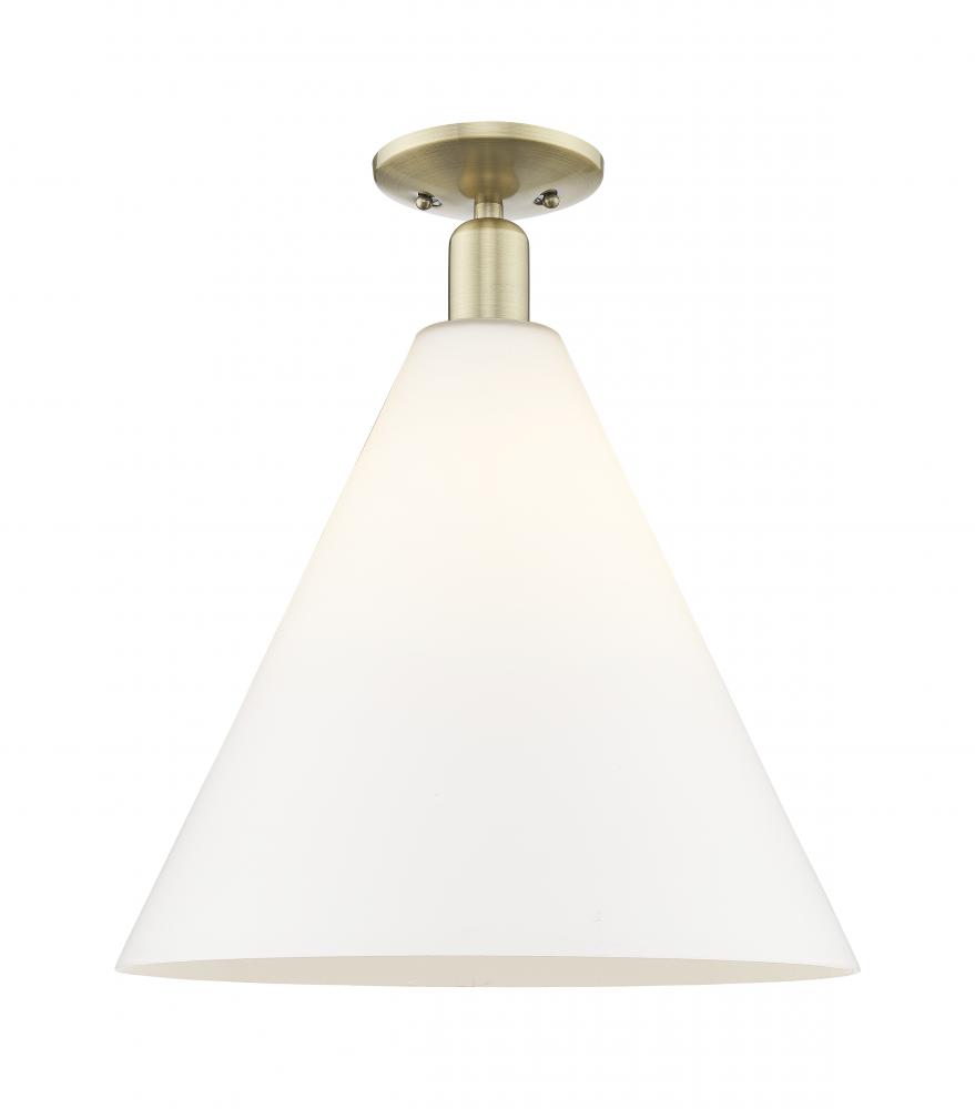 Berkshire Glass - 1 Light - 16 inch - Antique Brass - Semi-Flush Mount