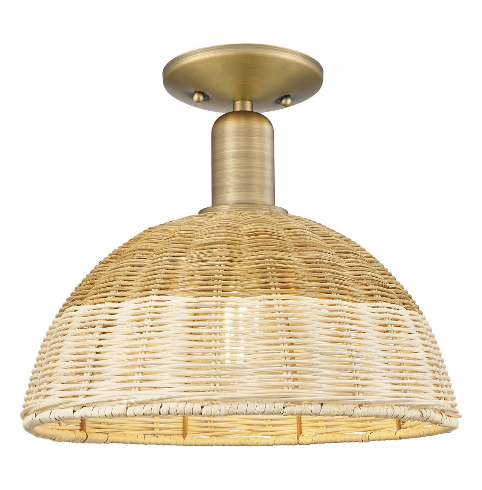 Natural Ballston Dome - 1 Light - 6 inch - Brushed Brass - Semi-Flush Mount