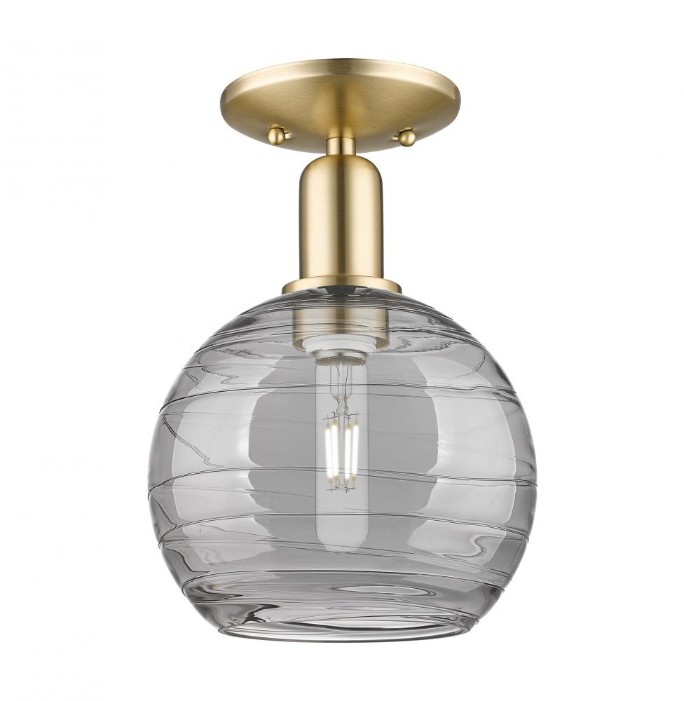 Athens Deco Swirl - 1 Light - 8 inch - Champagne Bronze - Semi-Flush Mount