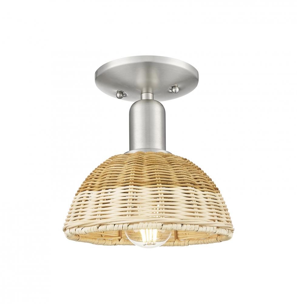 Natural Ballston Dome - 1 Light - 6 inch - Brushed Satin Nickel - Semi-Flush Mount