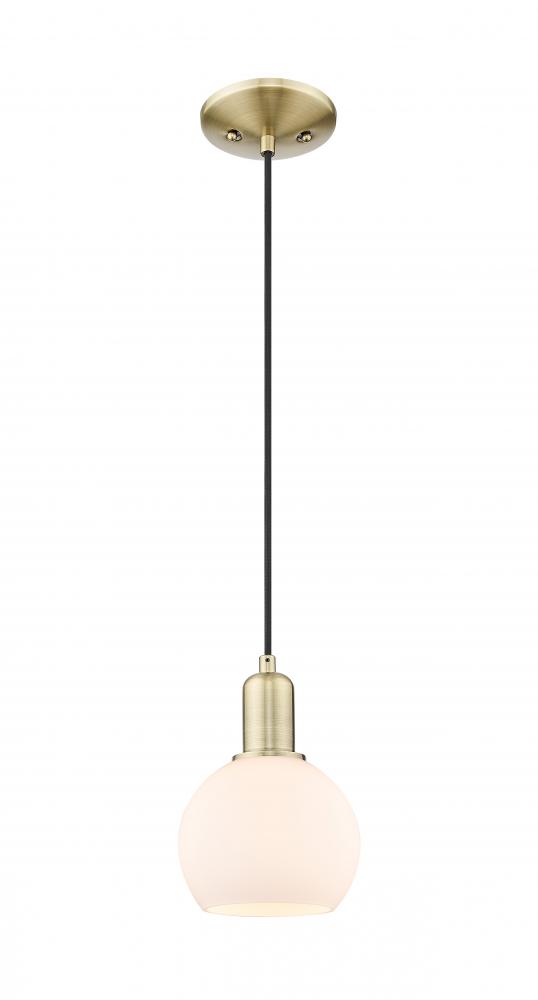 Athens - 1 Light - 6 inch - Antique Brass - Cord hung - Mini Pendant