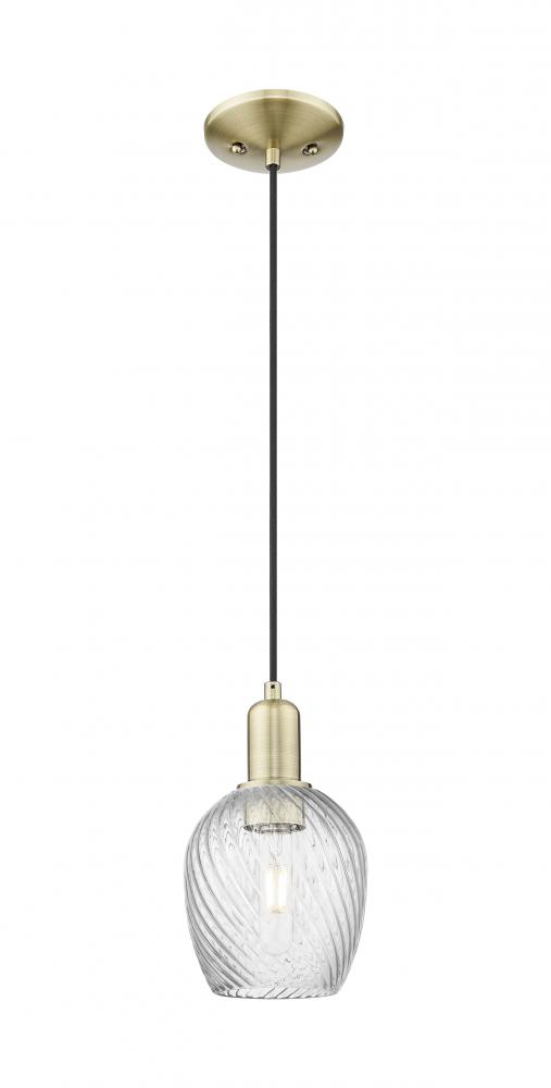 Salina - 1 Light - 6 inch - Antique Brass - Cord hung - Mini Pendant