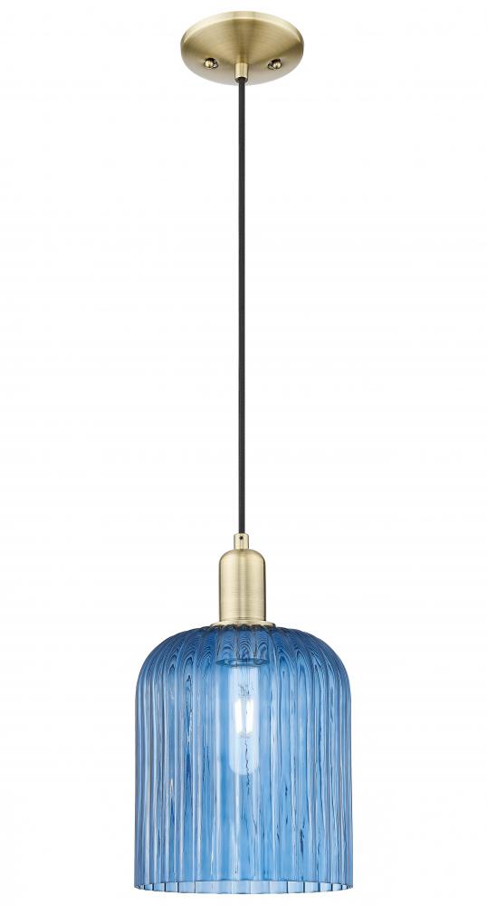 Bridal Veil - 1 Light - 8 inch - Antique Brass - Cord hung - Mini Pendant