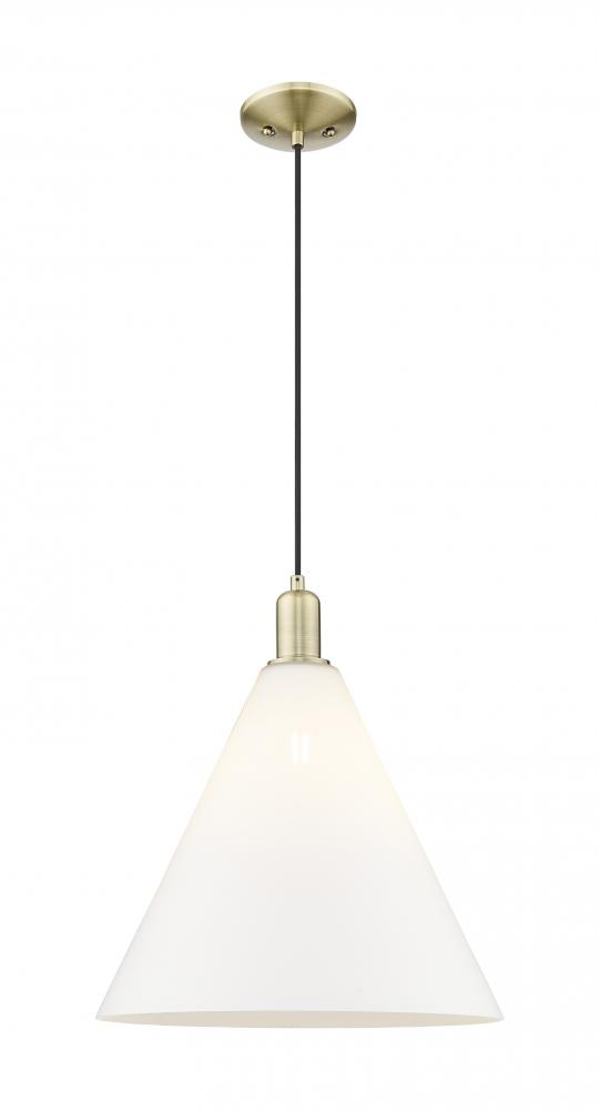 Berkshire Glass - 1 Light - 16 inch - Antique Brass - Cord hung - Mini Pendant