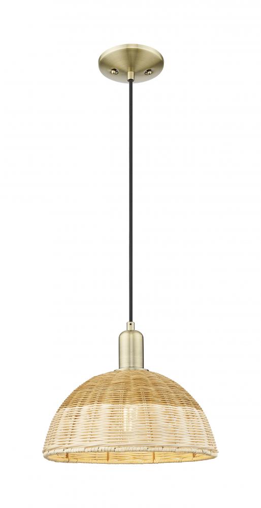 Natural Ballston Dome - 1 Light - 6 inch - Antique Brass - Cord hung - Mini Pendant