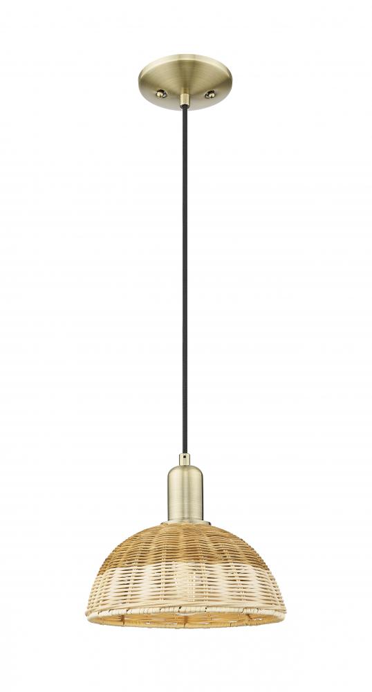 Natural Ballston Dome - 1 Light - 6 inch - Antique Brass - Cord hung - Mini Pendant
