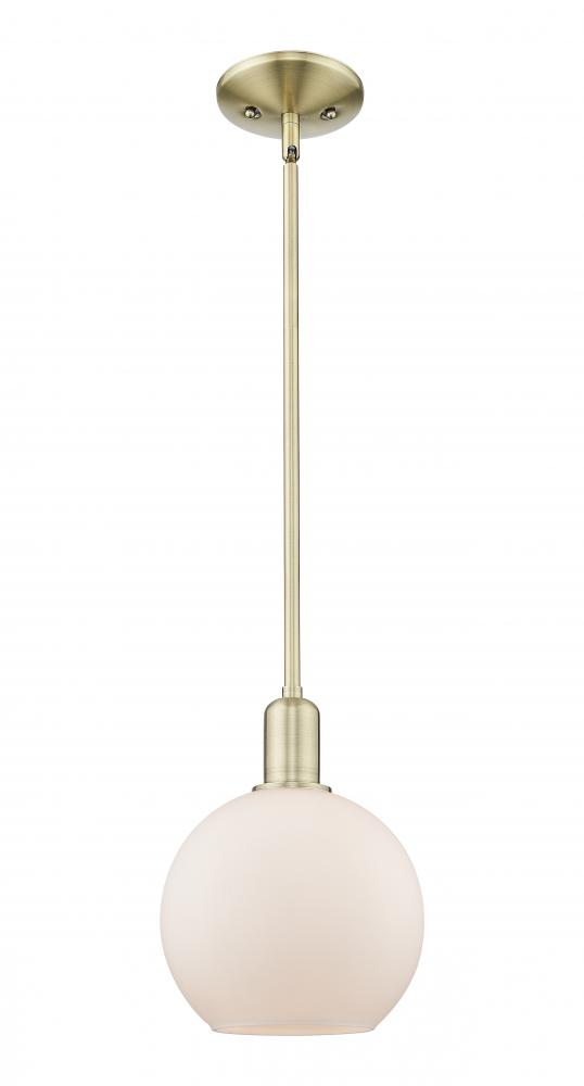 Athens - 1 Light - 8 inch - Antique Brass - Stem hung - Mini Pendant