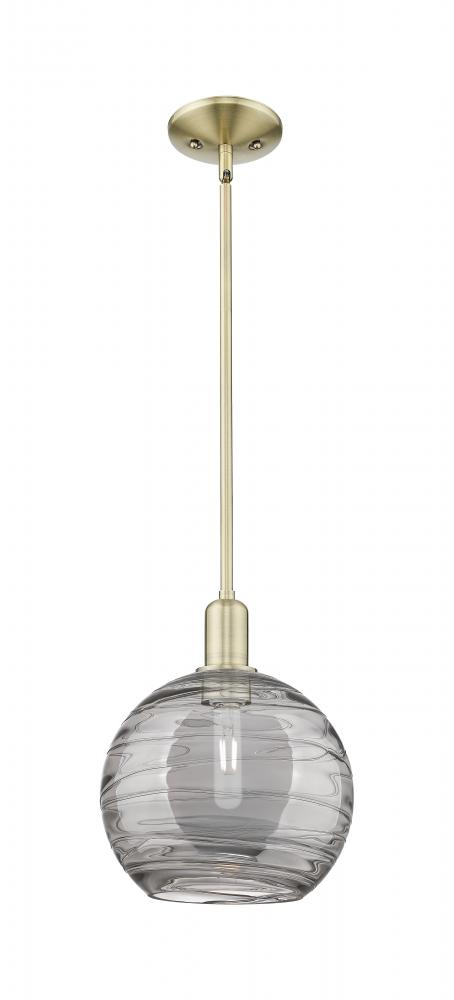 Athens Deco Swirl - 1 Light - 10 inch - Antique Brass - Stem hung - Mini Pendant