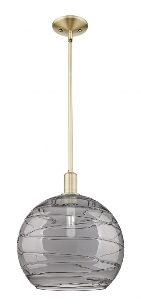 Athens Deco Swirl - 1 Light - 14 inch - Antique Brass - Stem hung - Mini Pendant