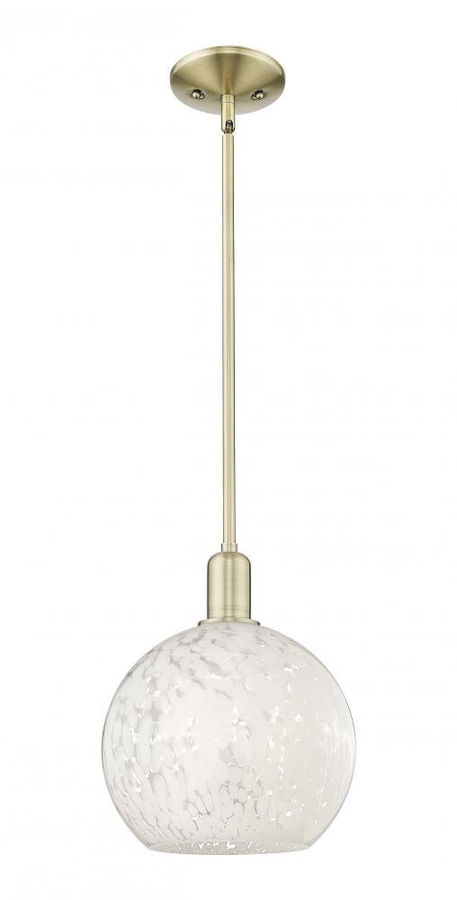 White Mouchette - 1 Light - 10 inch - Antique Brass - Stem hung - Mini Pendant
